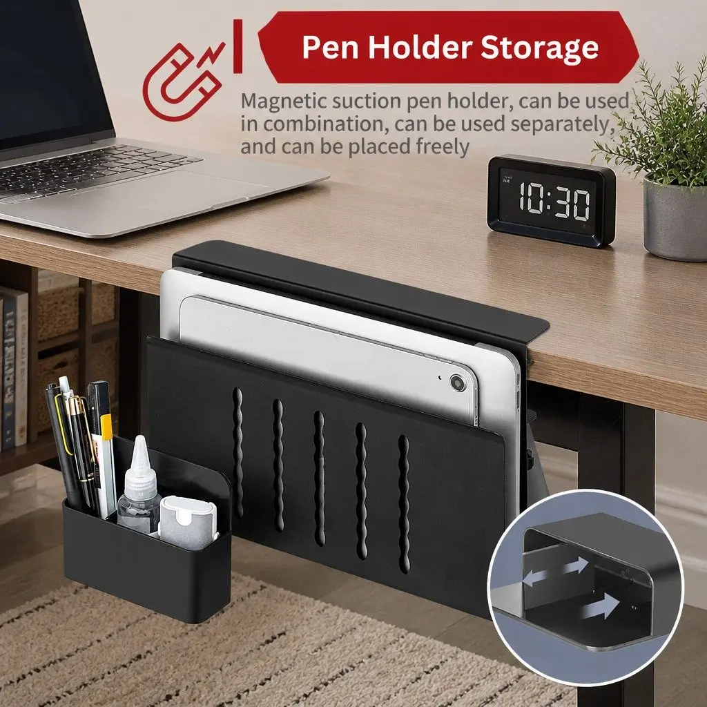 Under Desk Laptop Holder Side Storage Organizer Cable Management Pen Tray Office
