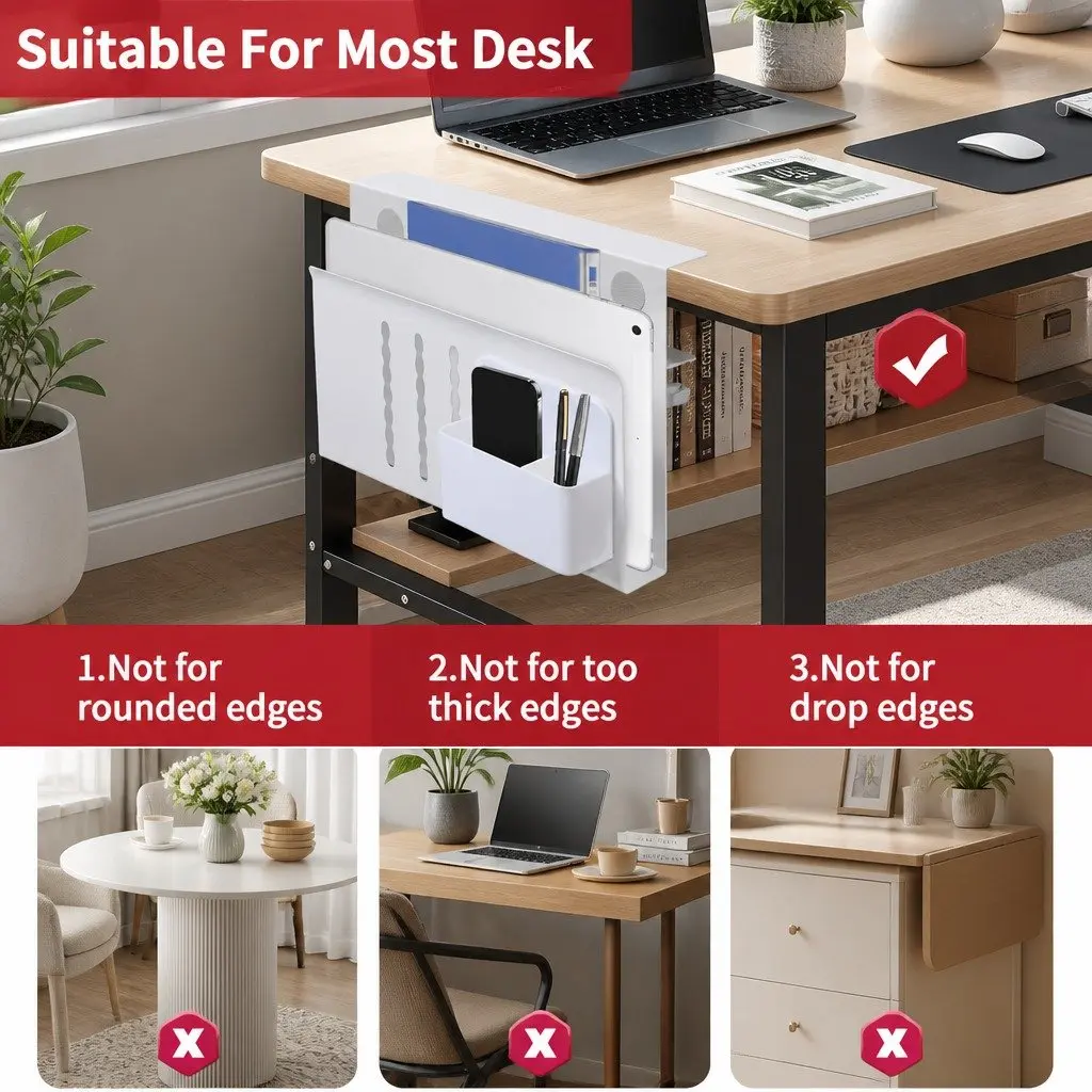 Under Desk Laptop Holder Storage Organizer Cable Management Tray Pen Holder