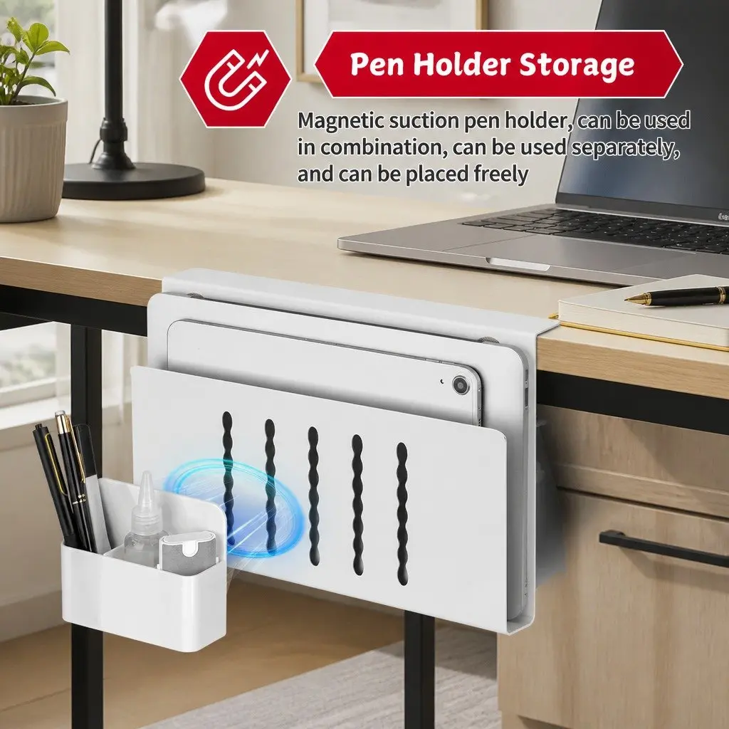 Under Desk Laptop Holder Storage Organizer Cable Management Tray Pen Holder