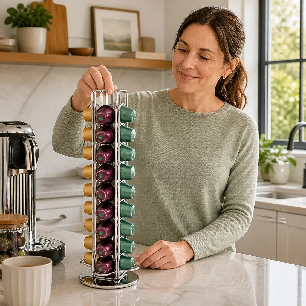 Coffee Pods Holder Organiser Rotating 40 Capacity Kitchen Black