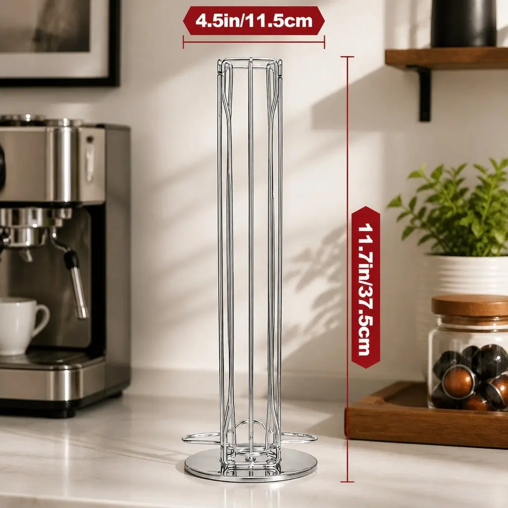 Coffee Pods Holder Organiser Rotating 40 Capacity Kitchen Black
