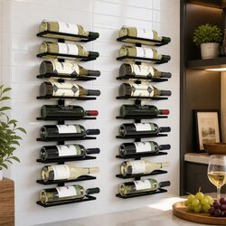 Wall Mount Wine Rack Set: 2 Durable Racks for 10 Bottles