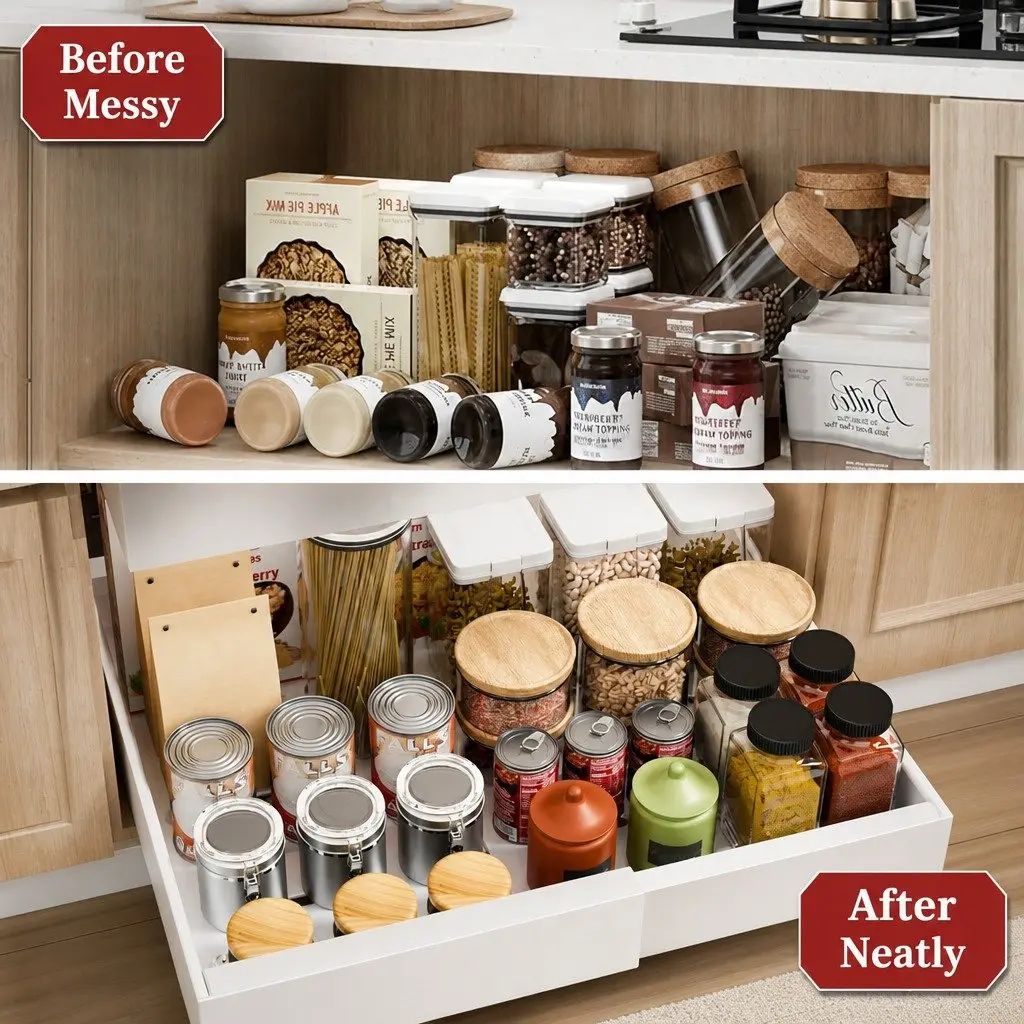 Pull Out Cabinet Organizer Adjustable Slide Out Shelves 40 x 27 x 7 cm White