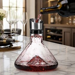 Wine Decanter Aerator Waterfall Pouring Spout Lead-Free Crystal Glass Filter Lid