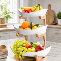 Reliable 3-Tier Ceramic Fruit Bowl Stand for Your Home
