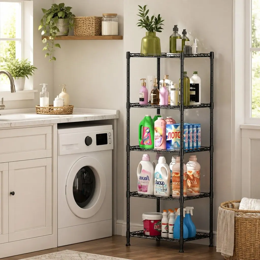 Metal Storage Shelves 4-Tier Adjustable Wire Rack Organizer Kitchen Pantry Bathroom Laundry 60cm x 40cm x 140cm