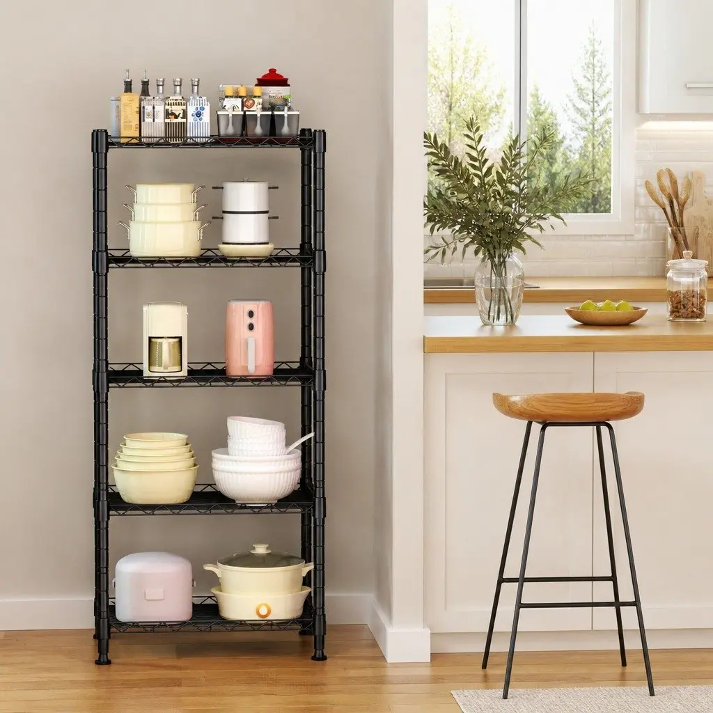 Metal Storage Shelves 4-Tier Adjustable Wire Rack Organizer Kitchen Pantry Bathroom Laundry 60cm x 40cm x 140cm