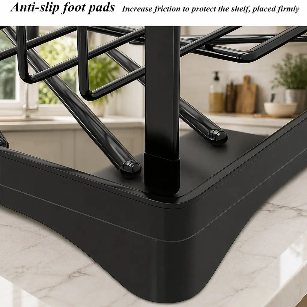 2-Tier Dish Drying Rack with Drainboard and Utensil Holder