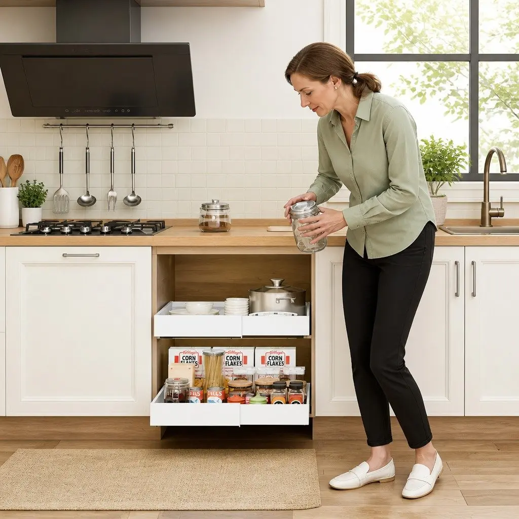 Pull Out Cabinet Organizer Expandable Slide Out Shelves Kitchen Storage 2 Pack