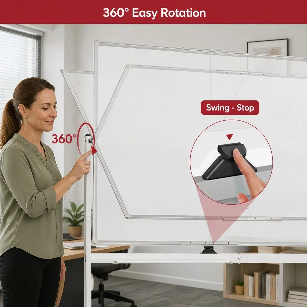 Double-Sided Magnetic Whiteboard Writing Board 120x90cm Mobile Reversible