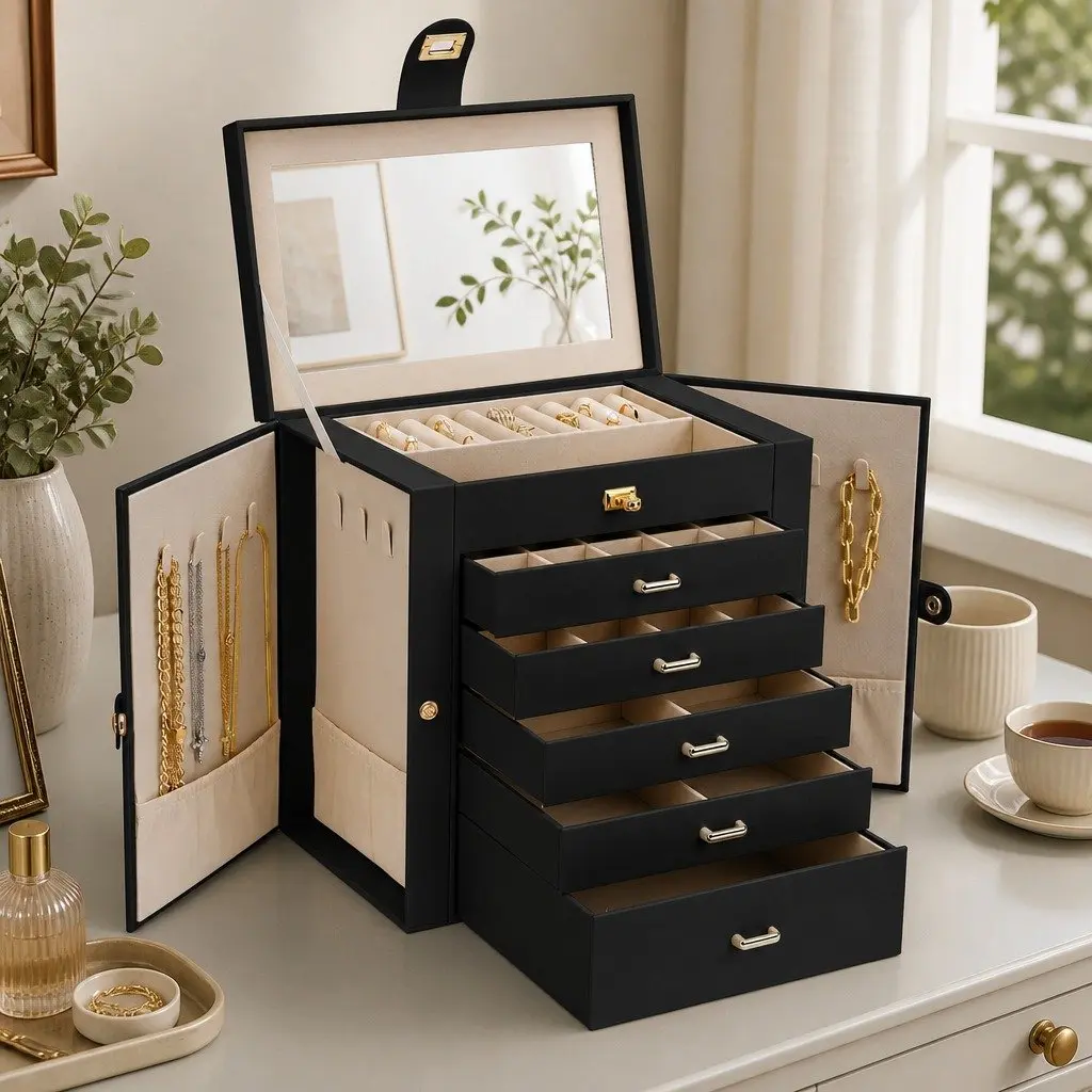 6-Drawer Jewelry Box with Velvet Lining