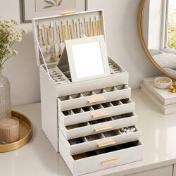 Thoughtful Jewelry Organizer Box with Mirror for Safety