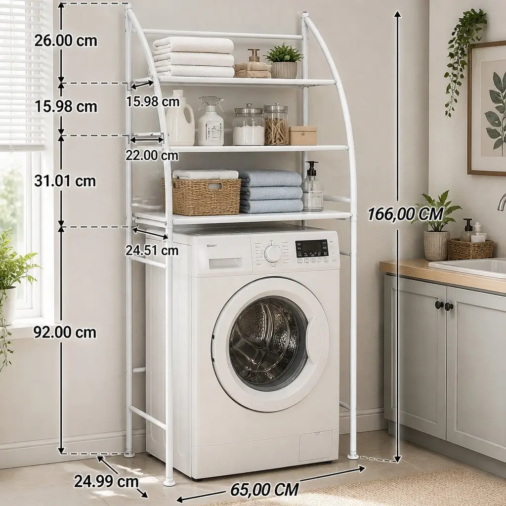 3-Tier Over Washing Machine Storage Rack Laundry Room Bathroom Organizer Shelf