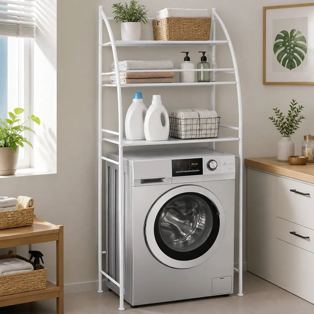 3-Tier Over Washing Machine Storage Rack Laundry Room Bathroom Organizer Shelf