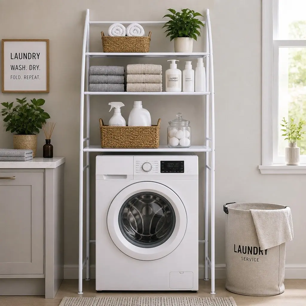 3-Tier Over Washing Machine Storage Rack Laundry Room Bathroom Organizer Shelf