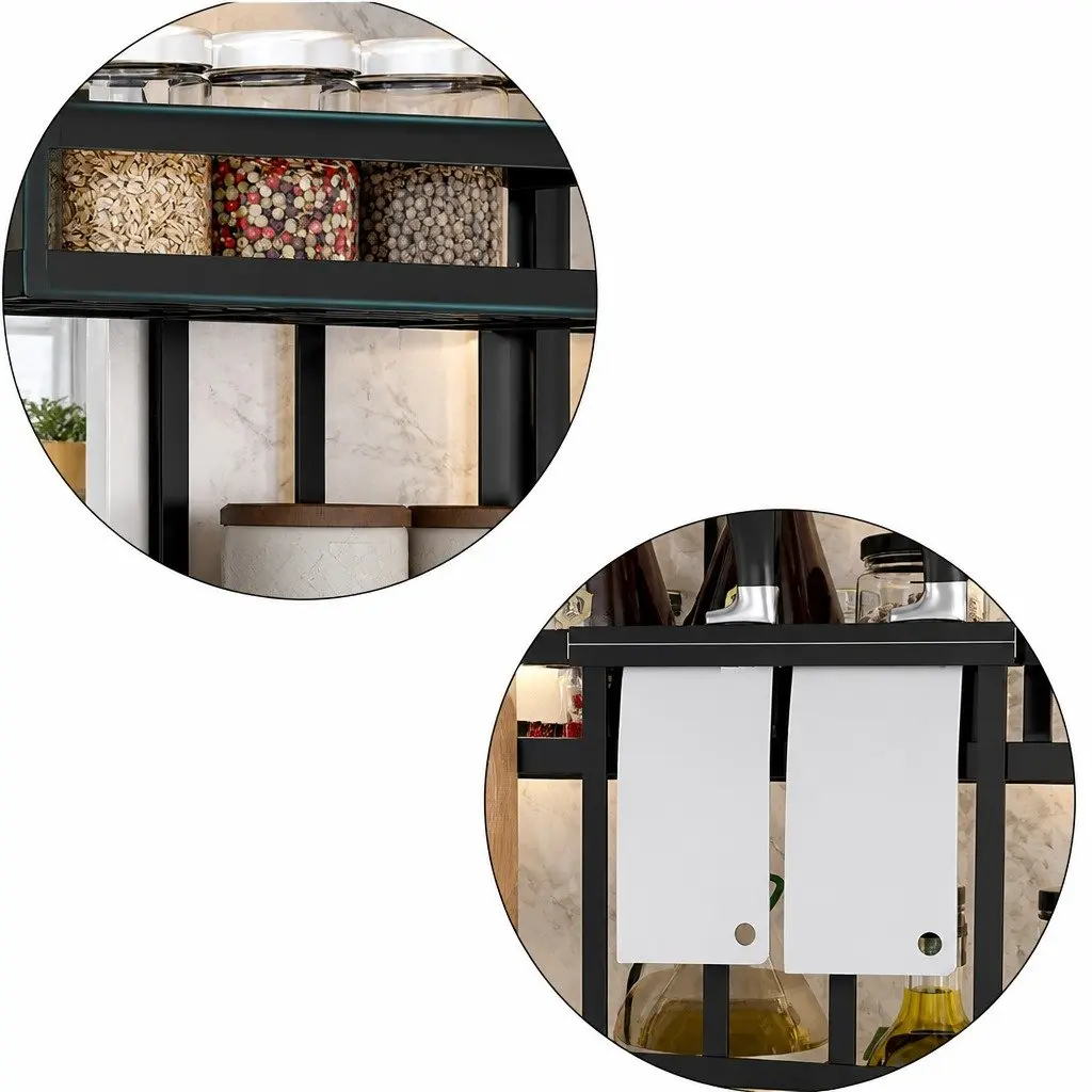 2-Tier Kitchen Spice Rack Organizer Storage Shelf Countertop Black