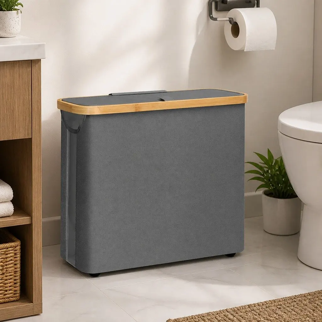 Toilet Paper Storage Basket 2 Pack Organize Conceal 12 Rolls Grey
