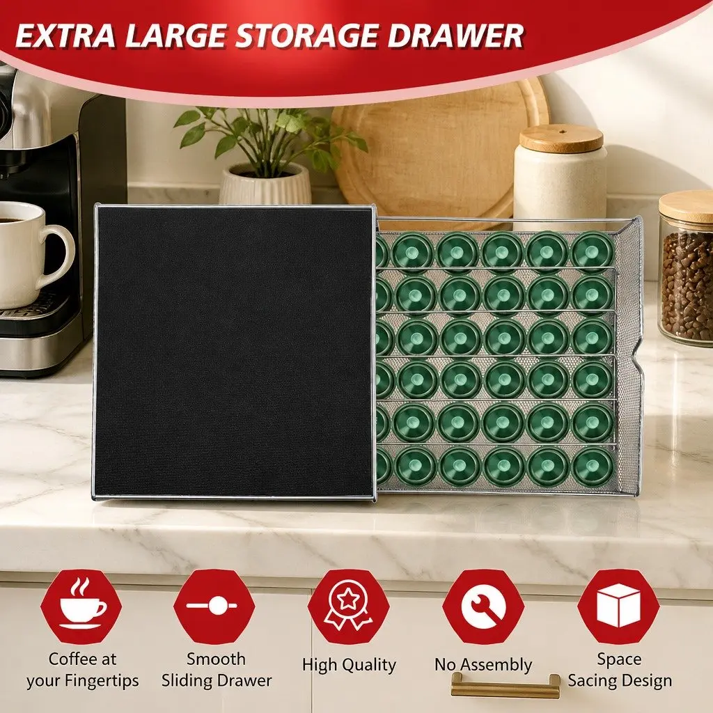 K-Cup Coffee Pod Drawer Storage Organizer 36 Pods Kitchen Counter Holder Riser