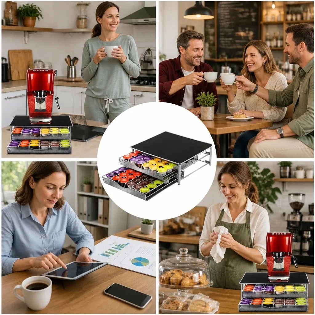 K-Cup Coffee Pod Organizer Drawer 72 Capacity 2-Tier Kitchen Counter Riser