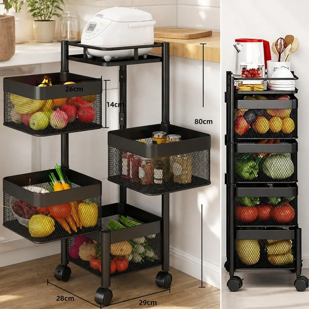 5-Tier Rolling Cart for Home Organization