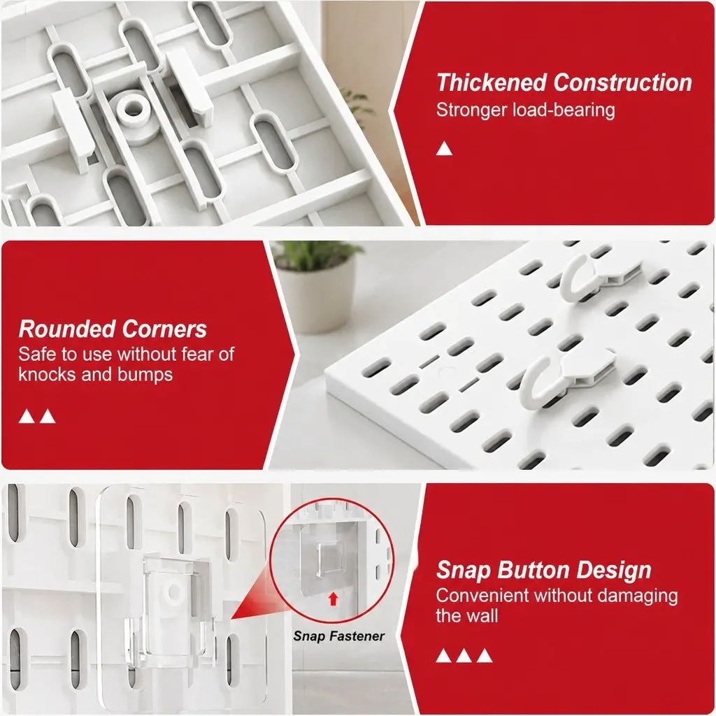 Pegboard Wall Organizer Kit Modular Storage System 27 Piece White