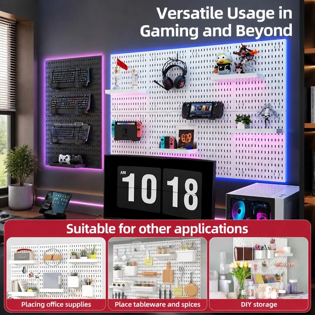 Pegboard Wall Organizer Kit Modular Storage System 27 Piece White
