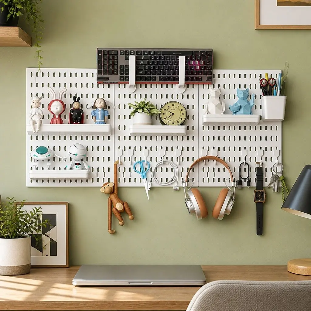 Pegboard Wall Organizer Kit Office Gaming Craft 3 Modular Panels