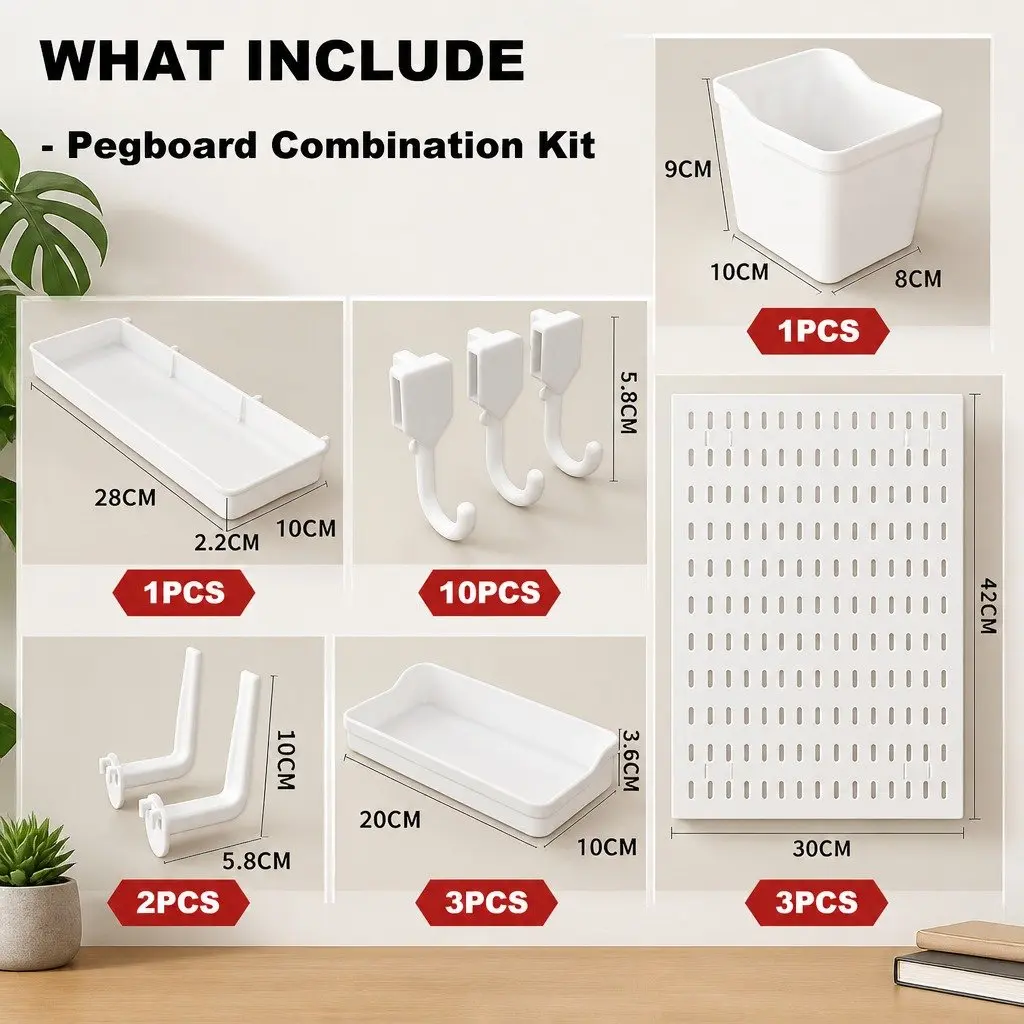 Pegboard Wall Organizer Kit Office Gaming Craft 3 Modular Panels