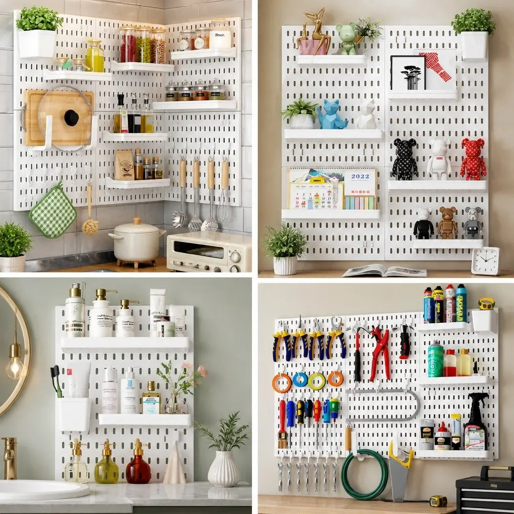 Pegboard Wall Organizer Kit Office Gaming Craft 3 Modular Panels
