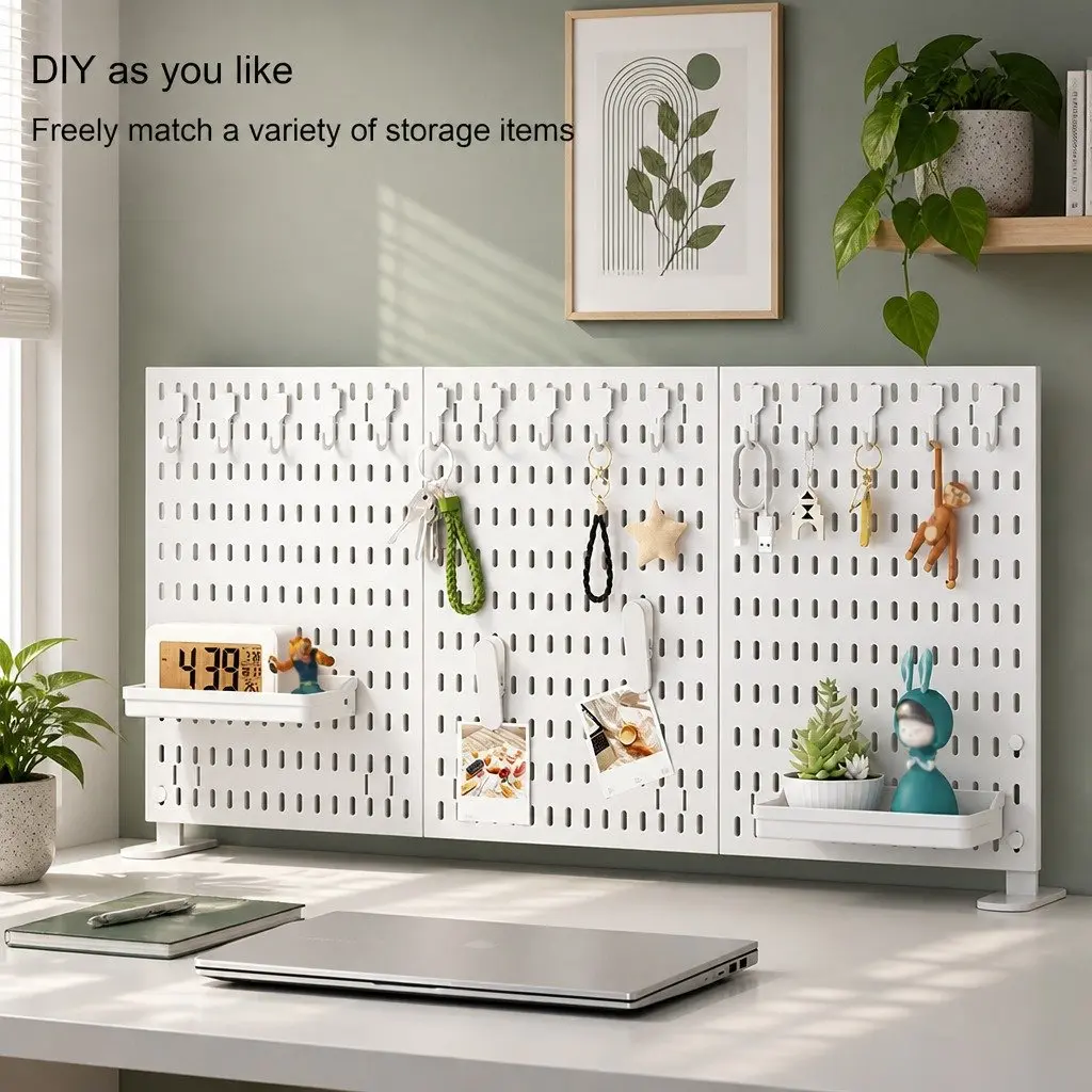 Desk Pegboard Organizer Kit Modular System 60 x 30 cm White 2 Pack