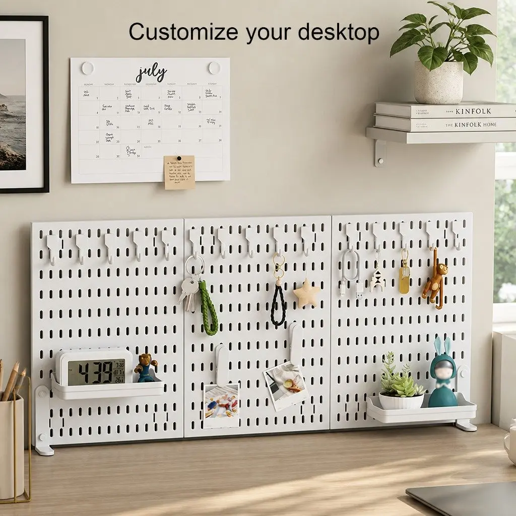 Desk Pegboard Organizer Kit Modular System 60 x 30 cm White 2 Pack