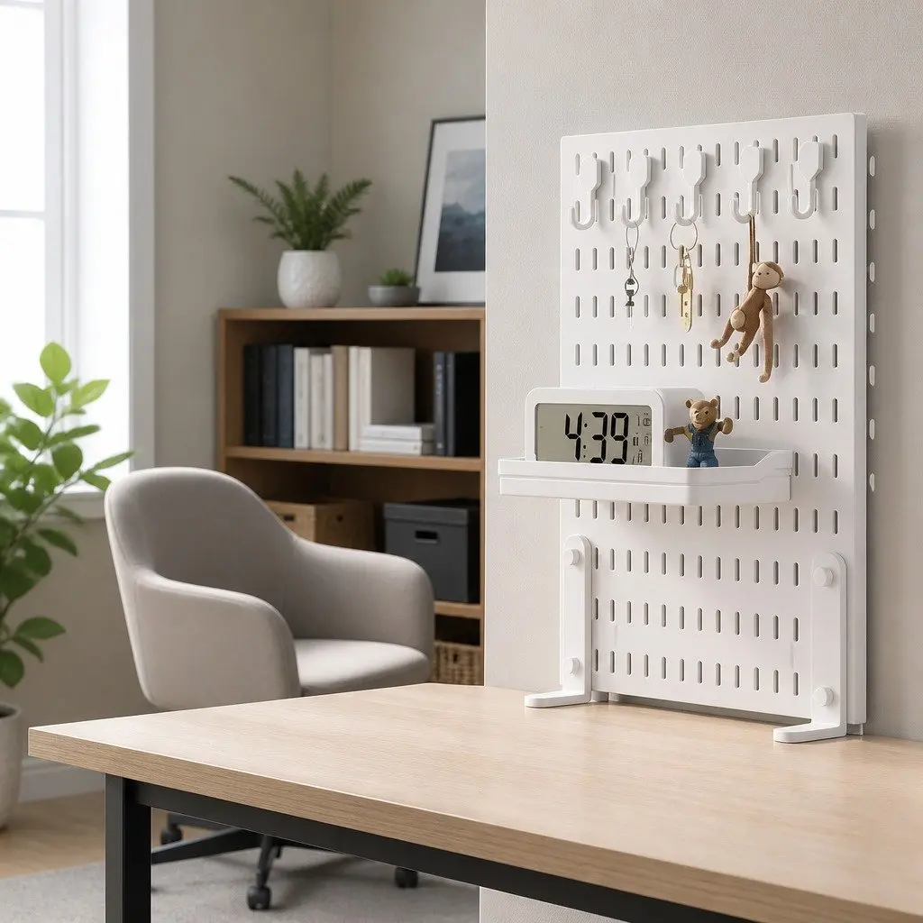 Desk Pegboard Organizer Kit Modular System 60 x 30 cm White 2 Pack