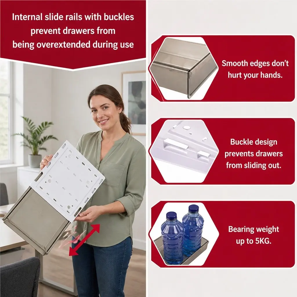 Under Desk Storage Drawers Hidden Pull-Out Organizer 3 Piece for Office Home