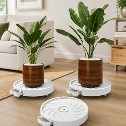 Plant Stand with 360 Swivel Wheels Indoor Pot Caddy Rolling Base 26cm 2-Pack