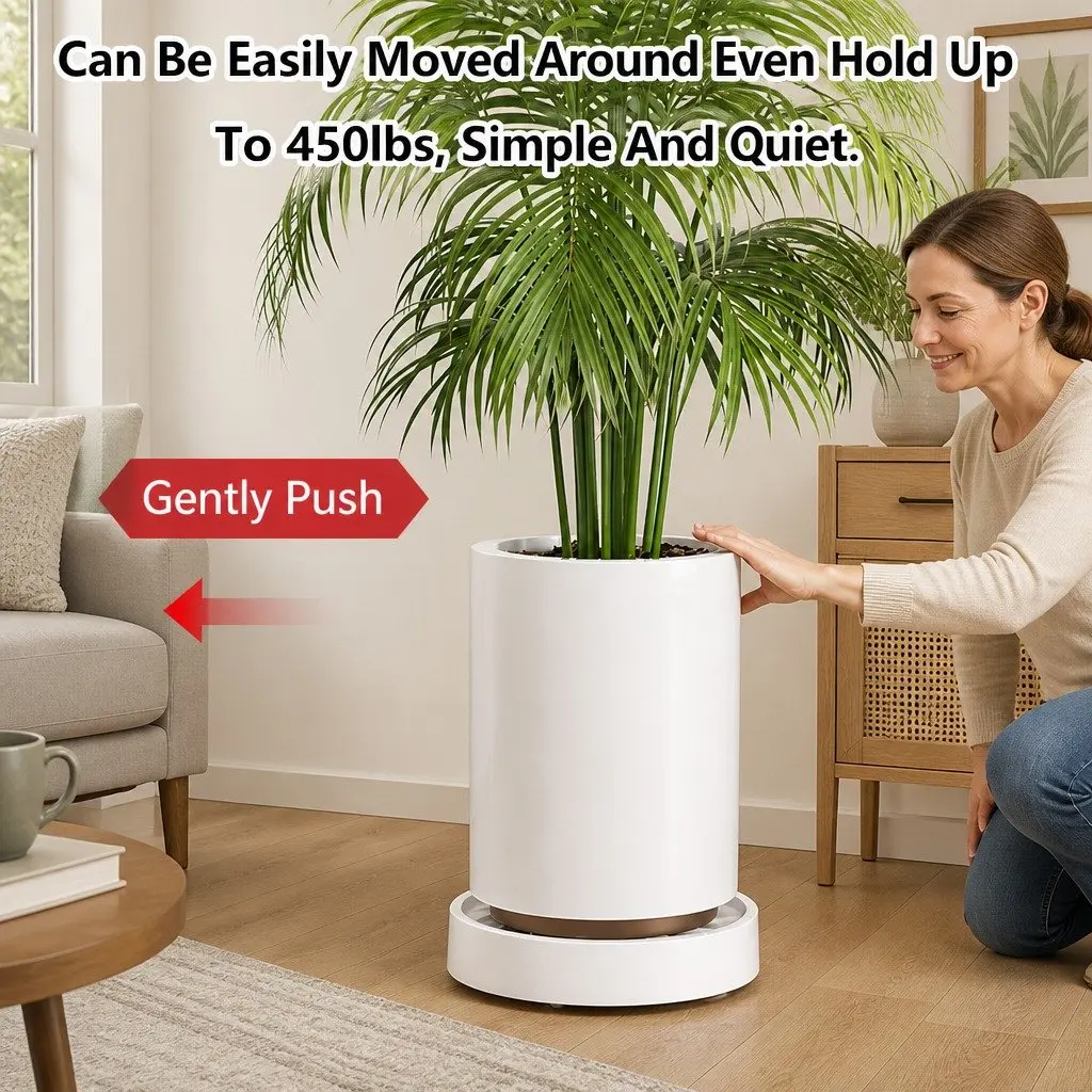 Rolling Plant Stand 2-Pack Indoor Planter Caddy 26cm with 360° Wheels