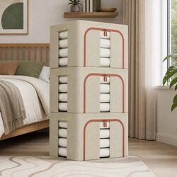 Large Storage Bins with Lids Clear Window Stackable Foldable Organizer 66L