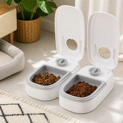 Automatic Pet Feeder Dual Bowl 2 Meal Timer Cat Dog Wet Dry Food 700ML Dispenser