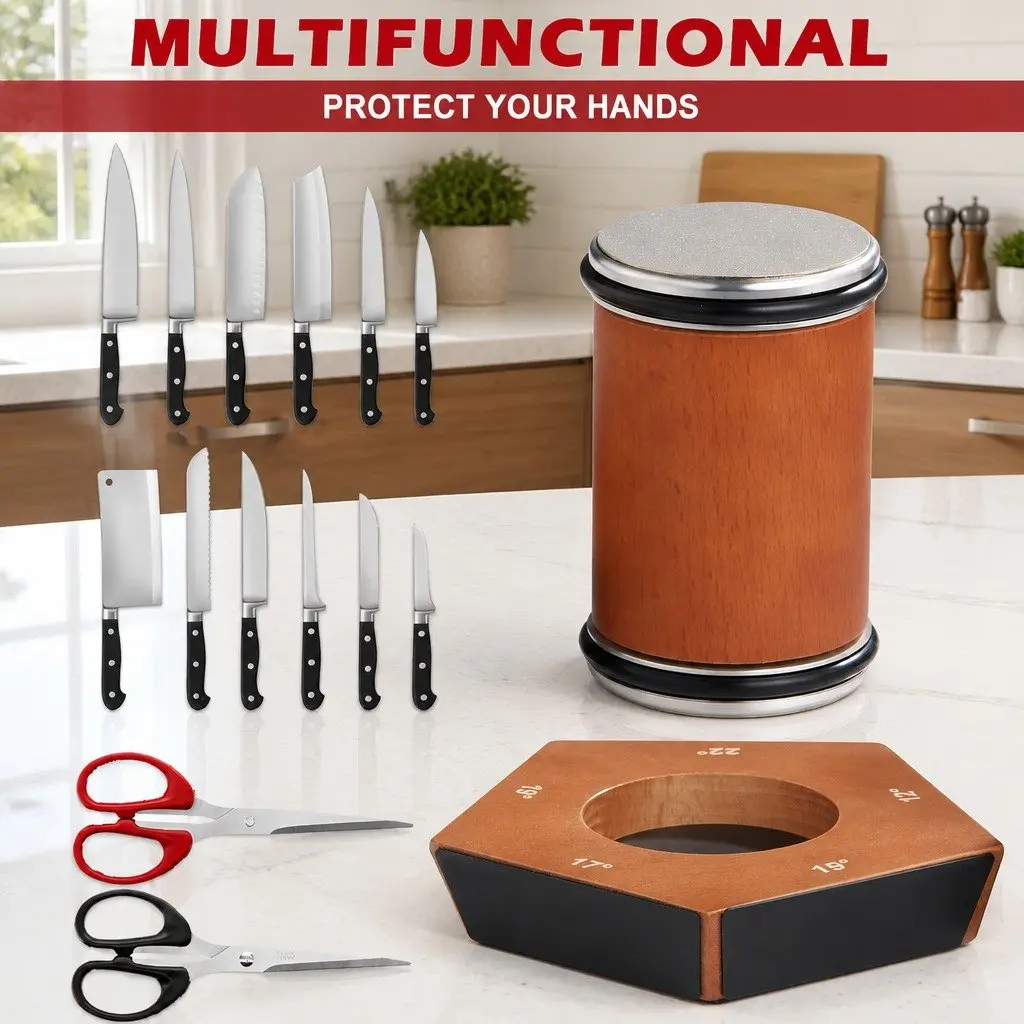 Rolling Knife Sharpener Kit 5 Magnetic Angles 12-22° Chef Home Kitchen Precision