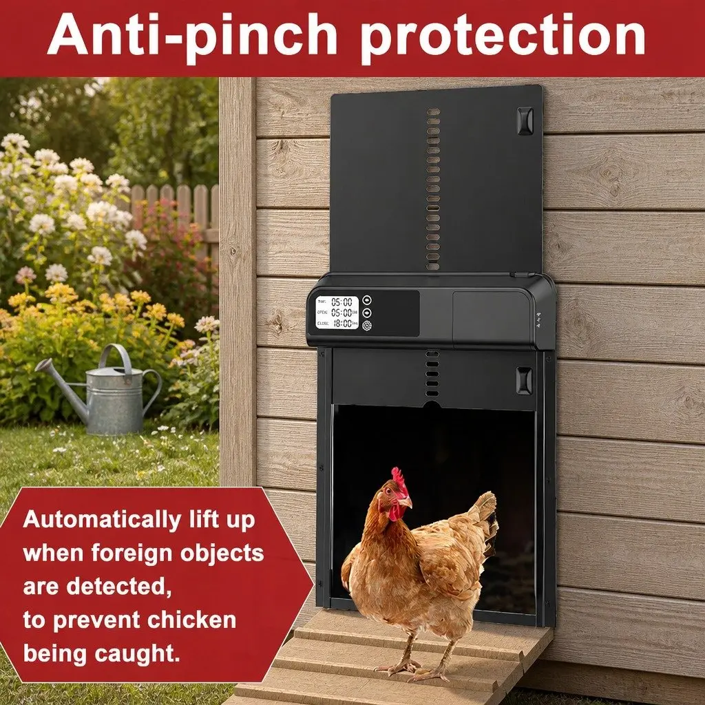 Automatic Chicken Coop Door Smart Timer LCD Screen Weatherproof 32 x 4 x 25 cm