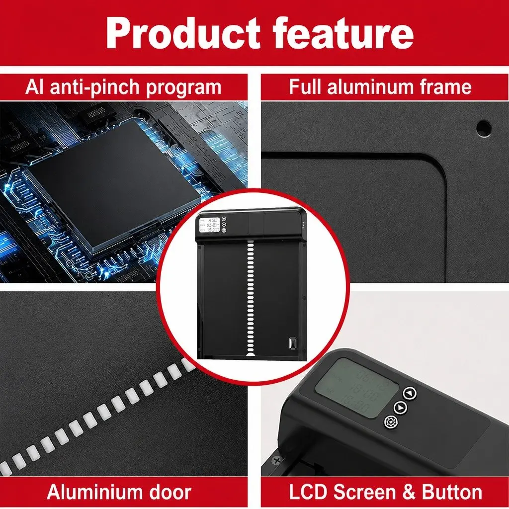 Automatic Chicken Coop Door Smart Timer LCD Screen Weatherproof 32 x 4 x 25 cm