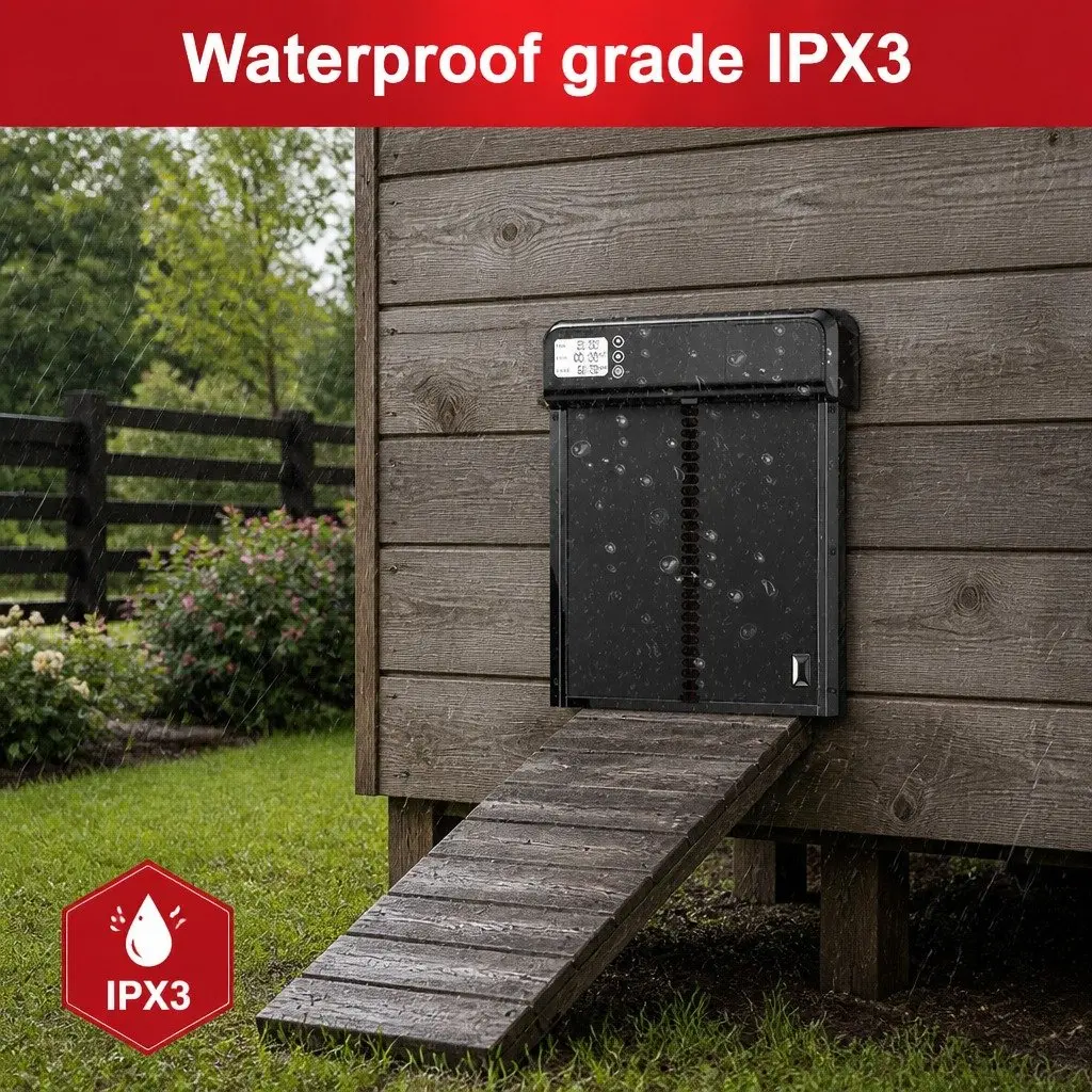 Automatic Chicken Coop Door Smart Timer LCD Screen Weatherproof 32 x 4 x 25 cm