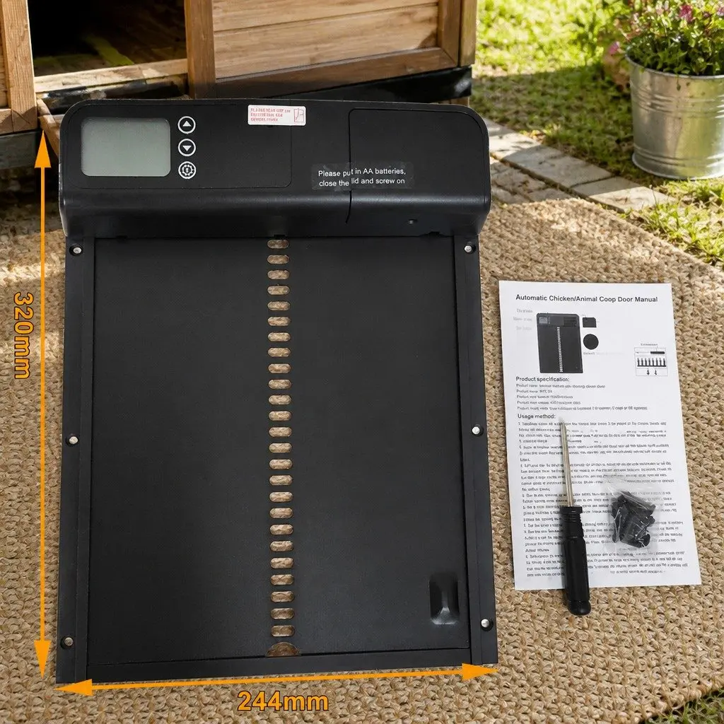 Automatic Chicken Coop Door Smart Timer LCD Screen Weatherproof 32 x 4 x 25 cm