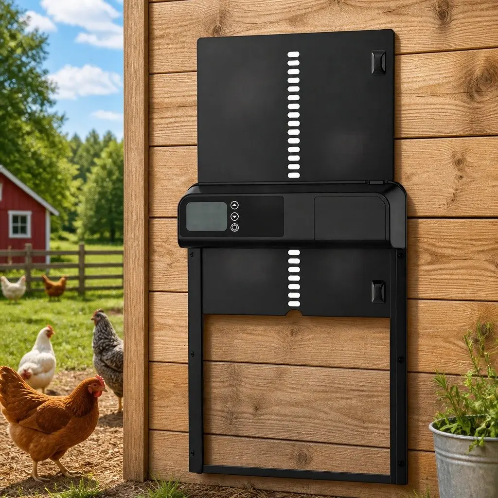 Automatic Chicken Coop Door Smart Timer LCD Screen Weatherproof 32 x 4 x 25 cm