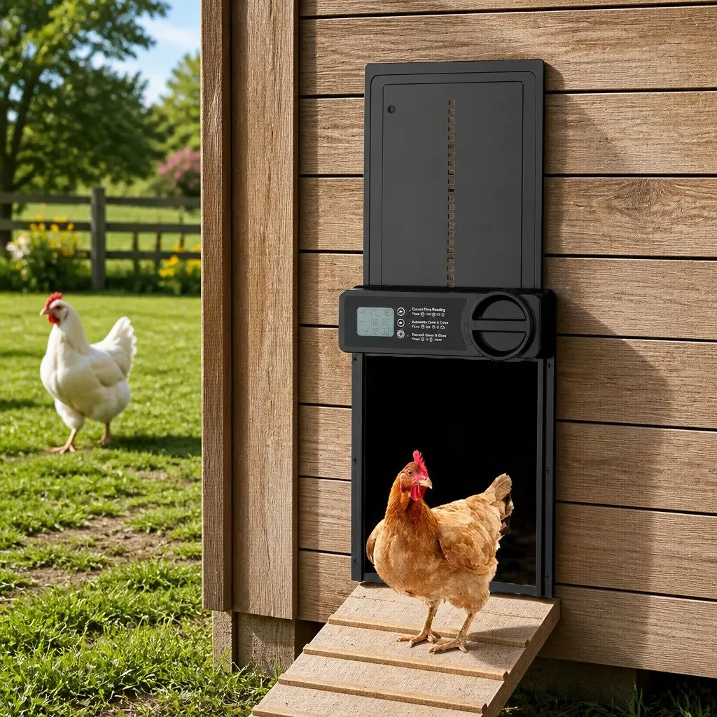 Automatic Chicken Coop Door Opener with Timer Control 32 x 4 x 25 cm Weather-Resistant