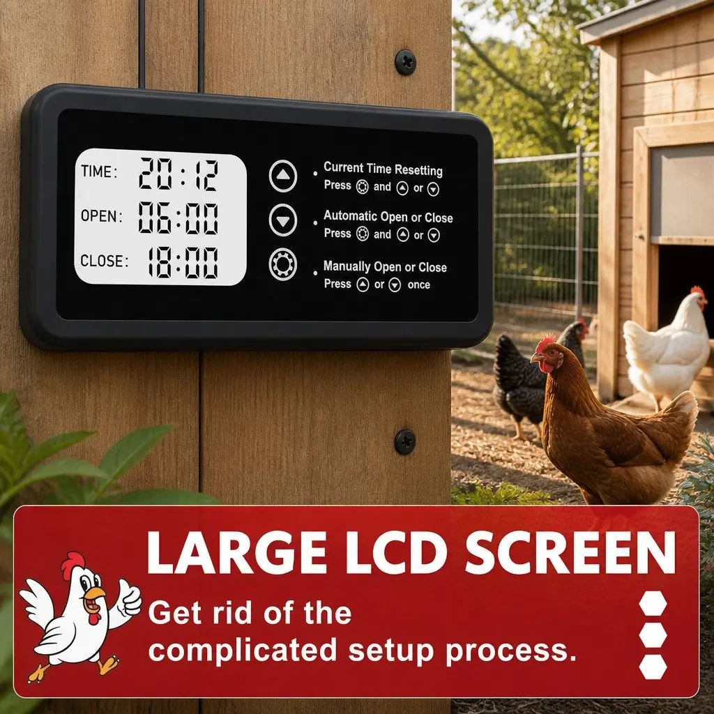 Automatic Chicken Coop Door Opener with Timer Control 32 x 4 x 25 cm Weather-Resistant