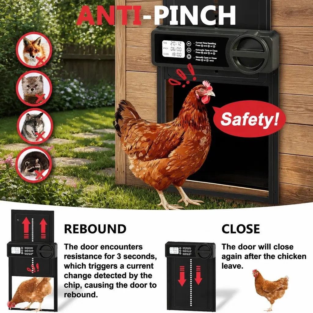 Automatic Chicken Coop Door Opener with Timer Control 32 x 4 x 25 cm Weather-Resistant