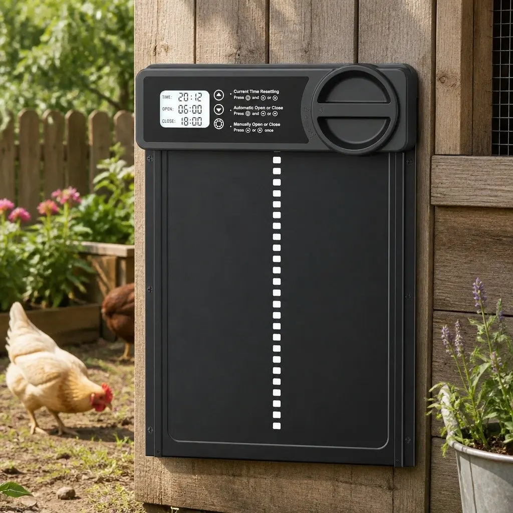 Automatic Chicken Coop Door Opener with Timer Control 32 x 4 x 25 cm Weather-Resistant