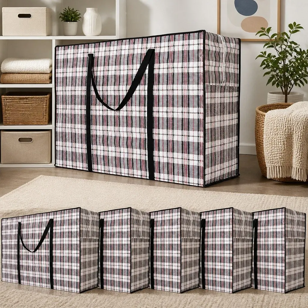 Large Storage Bags 6 Pack Zipper Handles for Organizing Clothes Bedding Travel 80 x 55 x 25 cm