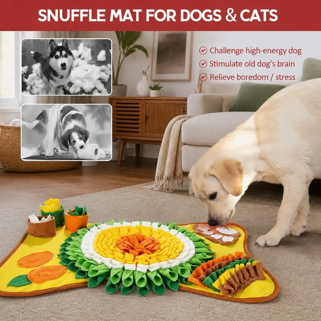Snuffle Mat Interactive Feeding Toy for Dogs Mental Enrichment 50 x 75 cm Colourful