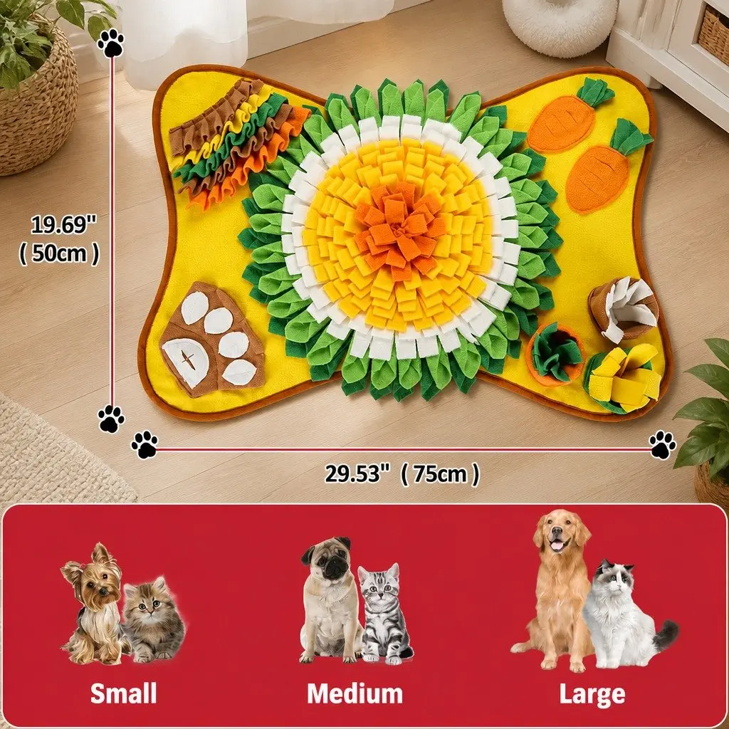 Snuffle Mat Interactive Feeding Toy for Dogs Mental Enrichment 50 x 75 cm Colourful